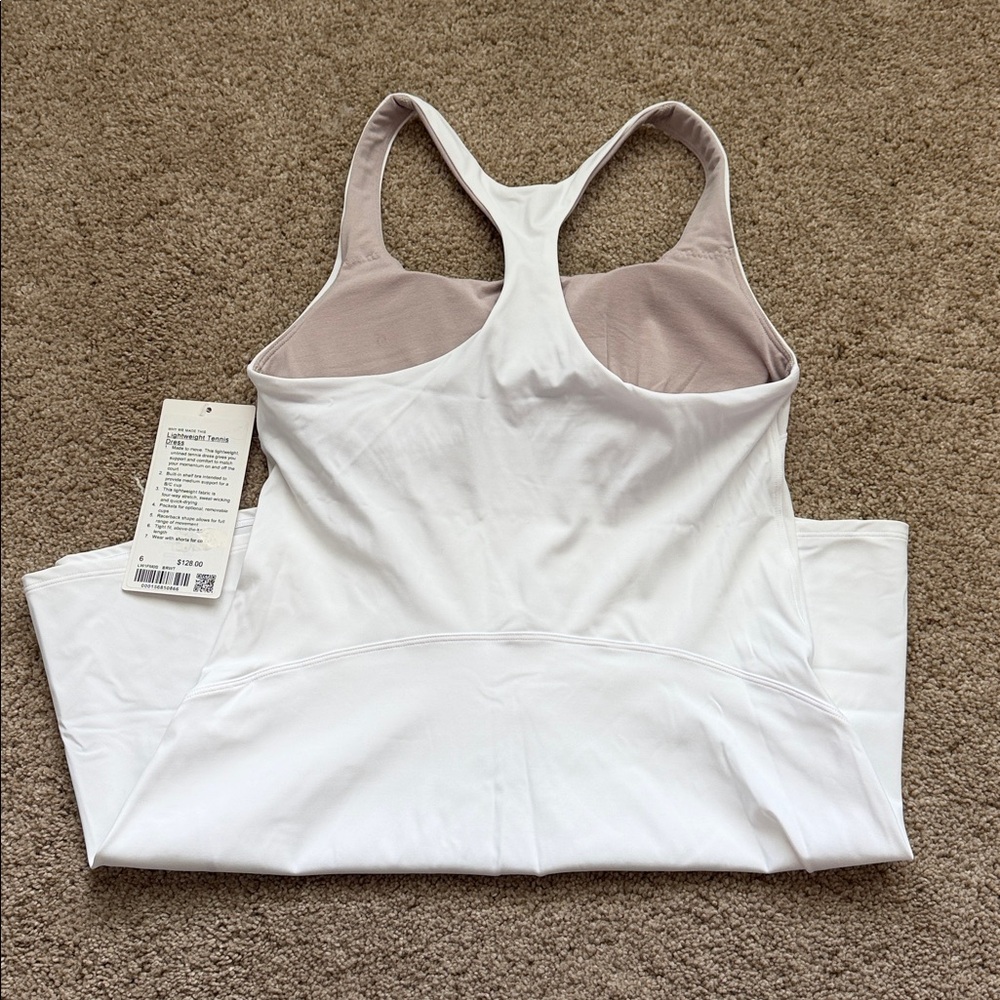 Lululemon White Racerback lightweight Tennis Dress with Built-In Shelf Bra - Picture 4 of 5